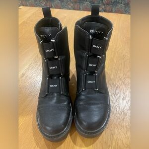 DKNY Black Ankle Boots with Logo Straps
